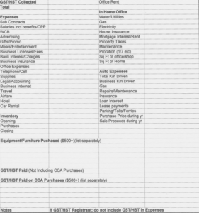 Business Expense Sheet 